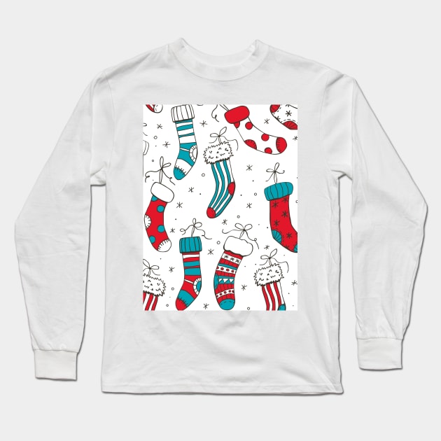 Christmas socks Long Sleeve T-Shirt by katerinamk